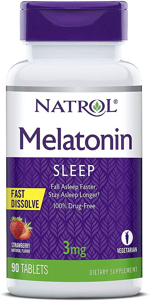 Melatonina Natrol - Fast Dissolve - Sabor Morango 3mg (90 Tabletes)