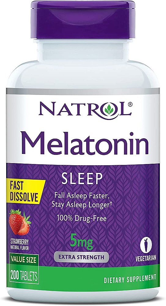 Melatonina Natrol - Fast Dissolve - Sabor Morango 5mg (90 tabletes)