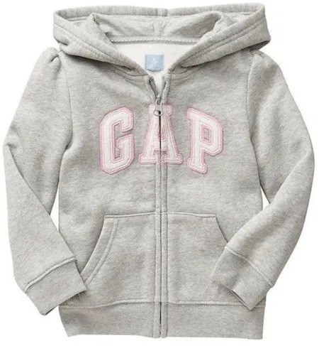 Moletom Cinza com Capuz e Logo Rosa