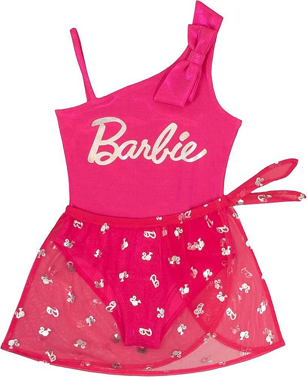 Maiô Rosa Barbie com Saia Tule