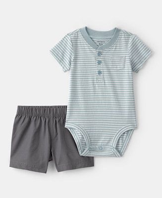 Conjunto Carter's Listrado Azul e Cinza