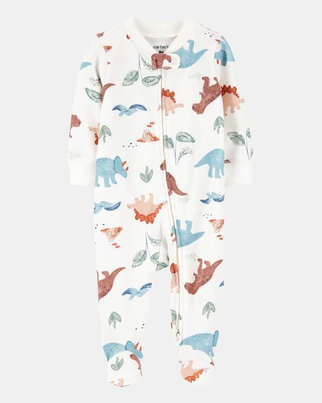 Pijama Carter's com Ziper Branco Dinossauros