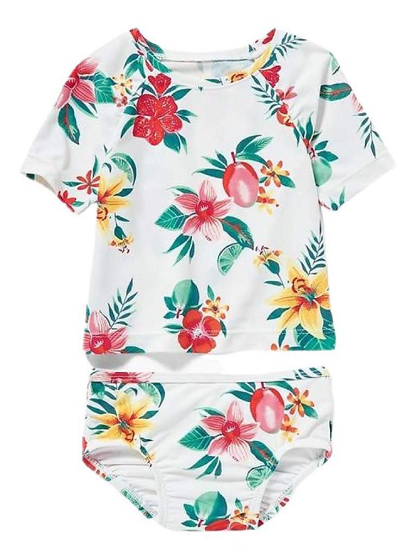Conjunto Praia Branco Floral