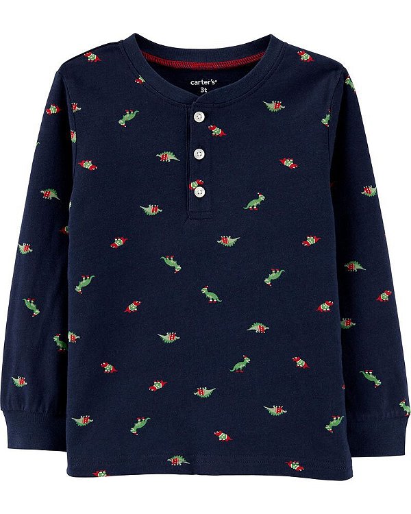 Blusa Manga Longa Dinossauro Natal