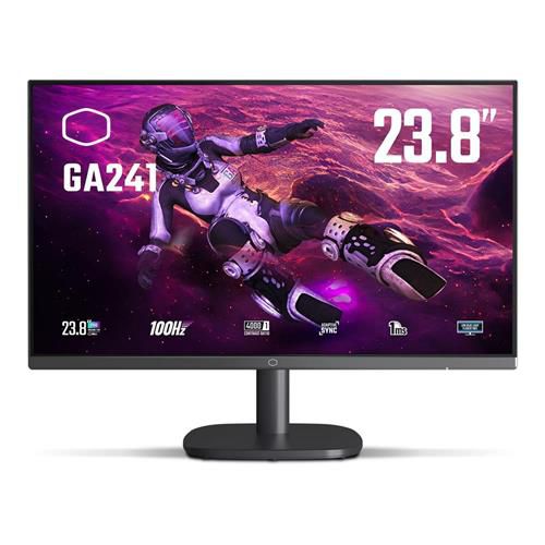 Monitor Gamer Cooler Master GA241 23.8", Full HD, 100Hz, 1ms, Adaptive Sync, HDMI e VGA, Preto
