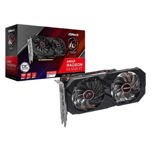 Placa de Vídeo ASRock Radeon RX 6500 XT Phantom Gaming D OC, 4GB, GDDR6, 64-Bit, Preto
