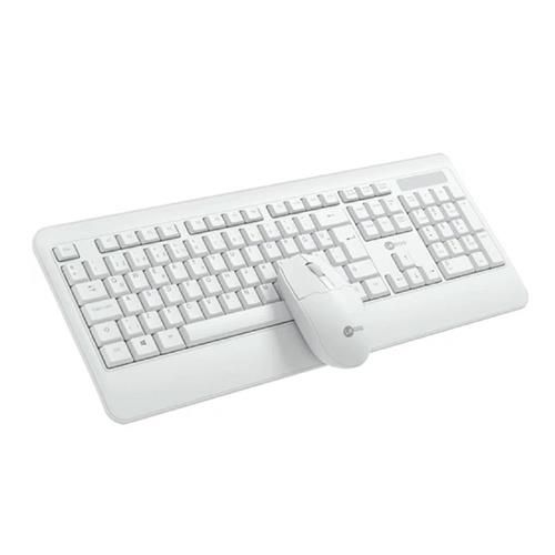 Kit Teclado e Mouse Sem Fio KW202WH Lecoo, ABNT2, Membrana, DPI 1200, Ergonômico, 3 Botões, Branco