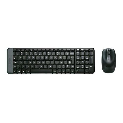 Kit Teclado e Mouse Sem Fio Logitech MK220, ABNT2, Preto
