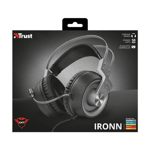 Headset Gamer Trust GXT 430 Iron, Drivers 50mm, 3.5mm, Múltiplas Plataformas, Over-ear, Preto Metálico