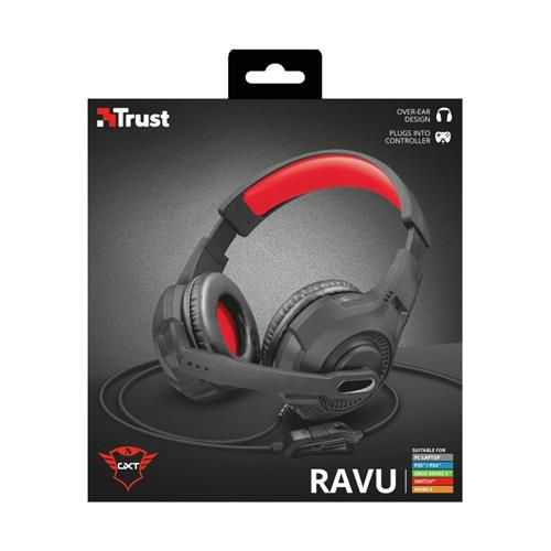 Headset Gamer Trust GXT 307 Ravu, Drivers 40mm, 3.5mm, Múltiplas Plataformas, Preto e Vermelho