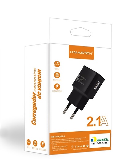 Fonte H'maston 2.1Aa COM 1 Usb F001 Com ANATEL