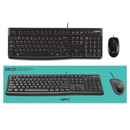 Kit Teclado e Mouse Logitech MK120, ABNT2, 1000 DPI, USB, Preto