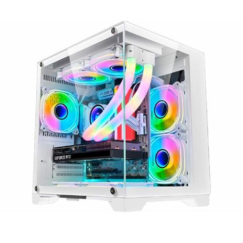 Gabinete Gamer K-Mex Space Aqua CG-W1KN, Mid Tower, Vidro Temperado, Sem fonte, Sem Fan, Branco