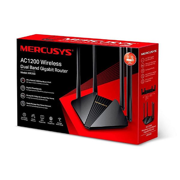 Roteador Mercusys Wireless MR30G, Dual Band, AC1200, Gigabit, Preto