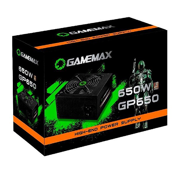 Fonte Alimentacao Preta 650w Gamemax Gp650 80 Plus Bronze Cor Preto