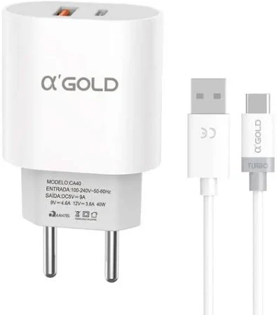 Carregador Tipo-C 40w 9.1a CA40-3 - A'Gold