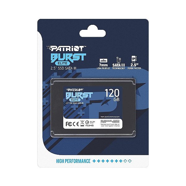 SSD Patriot Burst Elite, 120GB, Sata III, Leitura 450MB/s e Gravação 320MB/s