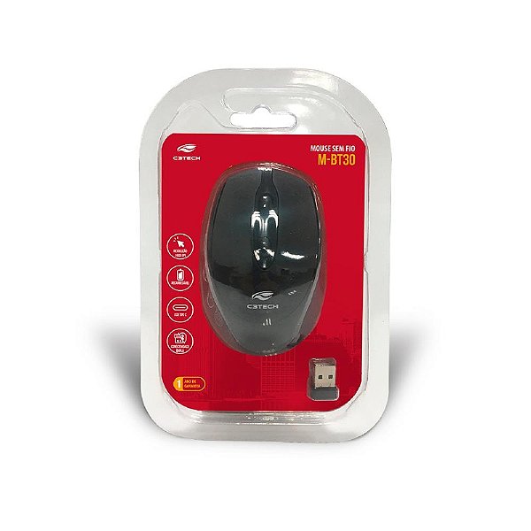 MOUSE S/FIO C3T M-BT30BK RECARREGAVEL PT