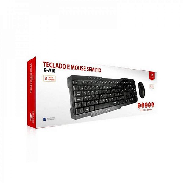 KIT TECLADO+MOUSE S/FIO C3T K-W10BK PTO