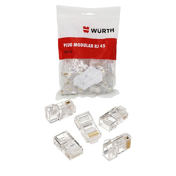 Pacote de Conector RJ45 Com 100 unidades - Wurth