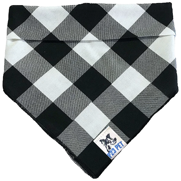 Bandana Xadrez Preta e Branca para cachorro ou gato