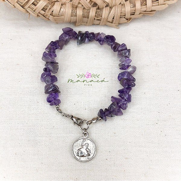 Pulseira de Nanã Cascalho Natural Ametista Umbanda
