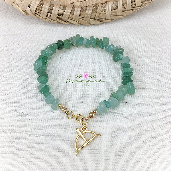 Pulseira de Oxóssi Cascalho Natural Quartzo Verde Umbanda