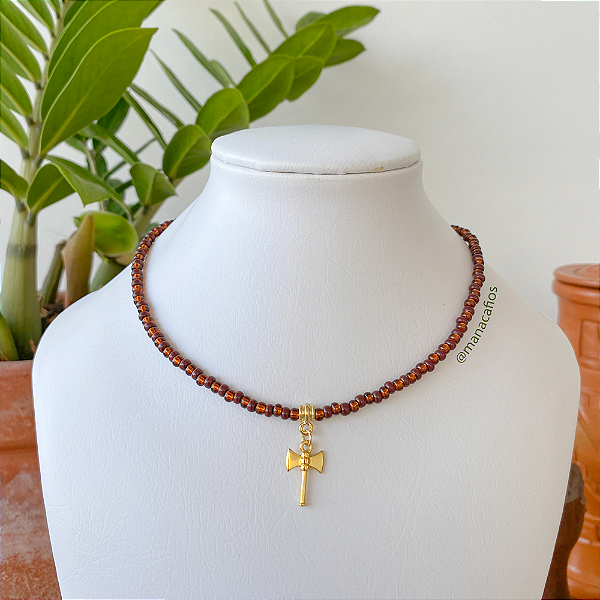Choker de Xangô em Miçanga de Vidro Jablonex