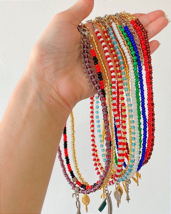 Choker dos Orixás – Miçangas Jablonex Ajustável | Umbanda e Candomblé