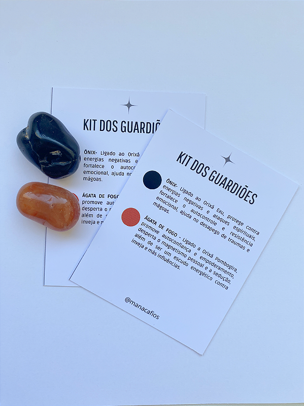Kit Guardiões – Proteção e Poder Espiritual com Ônix e Ágata de Fogo