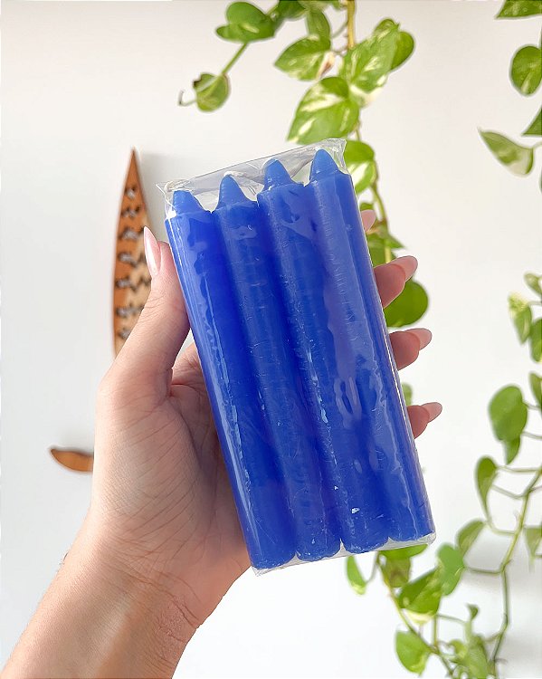 Vela Azul Marinho (8 Unid.) - Sabedoria, Intuição e Proteção - Parafina Virgem