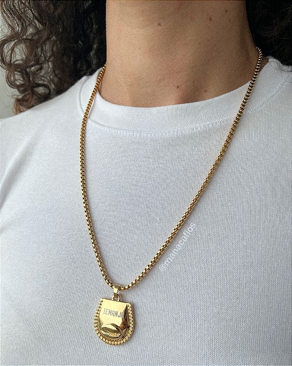 Colar Veneziano Patuá Iemanjá - Rainha do Mar, Proteção e Calmaria - Prata ou Dourado