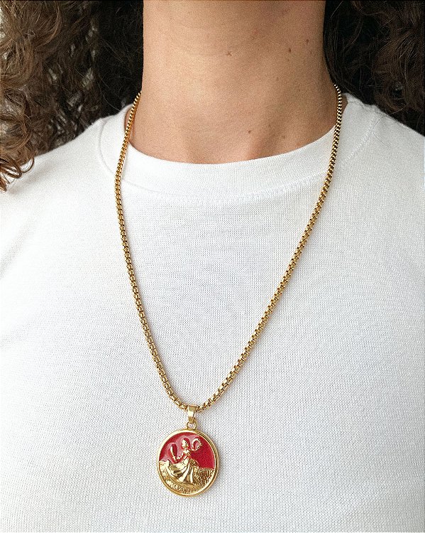 Colar Veneziano Medalha Iansã - Dourado, Força e Transformação - 50cm