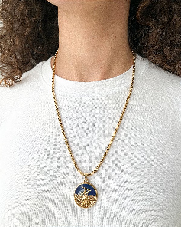 Colar Veneziano Medalha Ogum - Proteção, Lei e Coragem - Prata ou Dourado