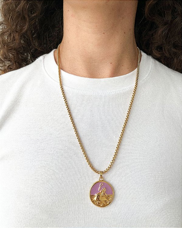Colar Veneziano Medalha Nanã - Dourado, Sabedoria e Ancestralidade - 50cm