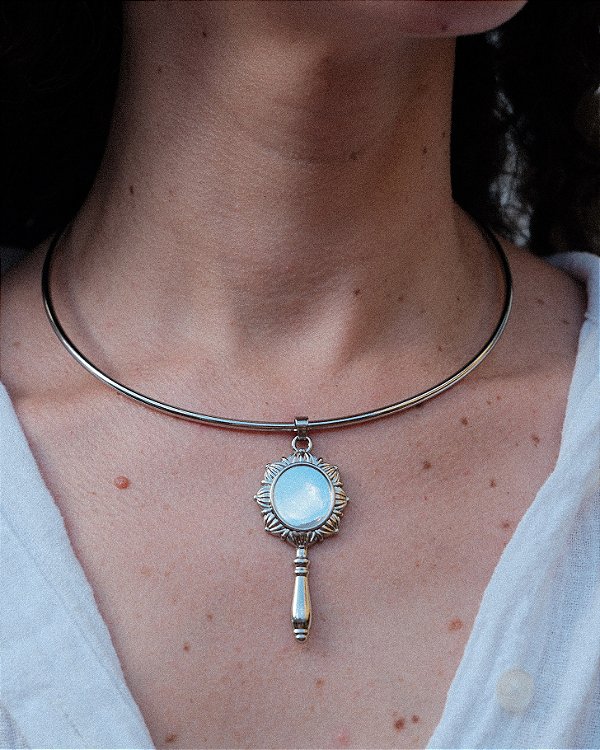 Choker Espelho de Iemanjá com Acabamento Prateado