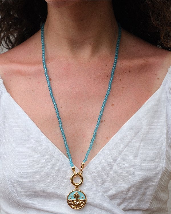 Colar Orí de Iemanjá – Cristais de Vidro e Pingente Resinado