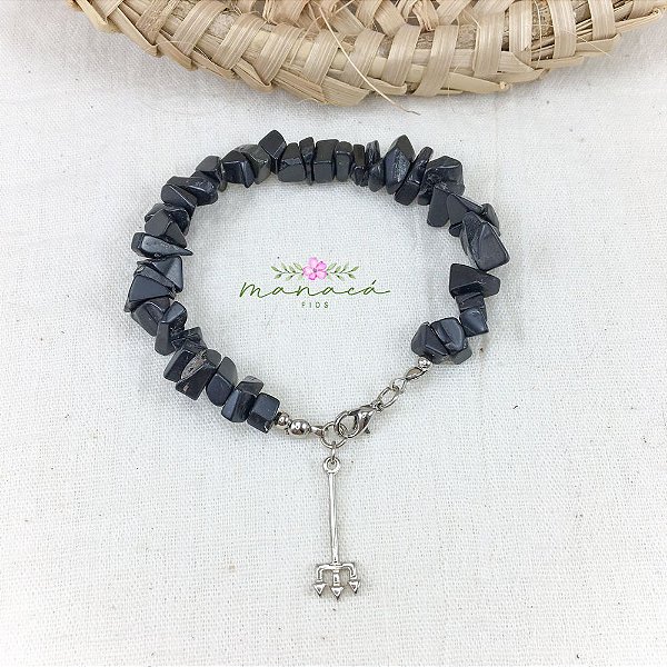 Pulseira de Exu Cascalho Natural Onix Umbanda