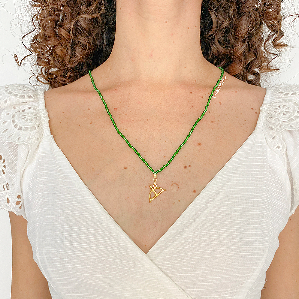 Escapulário de Oxóssi em Miçanga de Vidro Jablonex