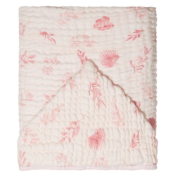 Toalha de Banho Soft Bamboo Mami Com Capuz Estampada - Folhagem Rosa