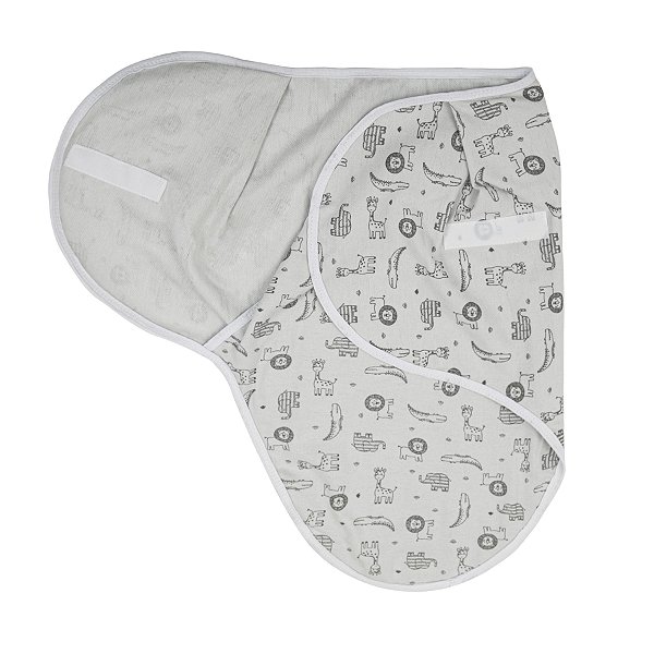 Cueiro Swaddle Ajustável Papi Composê 70cmx62cm - Selva Rabisco