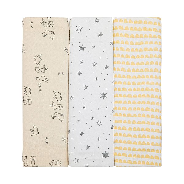 Cueiro Flanelado Papi Composê Estampado 80cmx80cm - Família Coelho