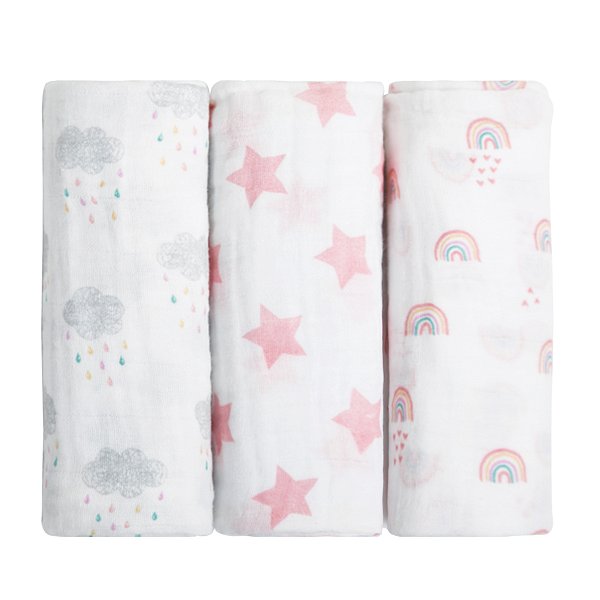 Cueiro Swaddle Papi Soft Estampado 1,0m x 80cm - Chuvinha Colorida