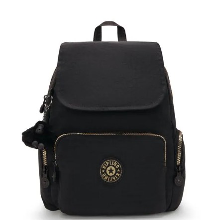 MOCHILA KIPLING CITY ZIP S GLORIOUS GOLD PRETO
