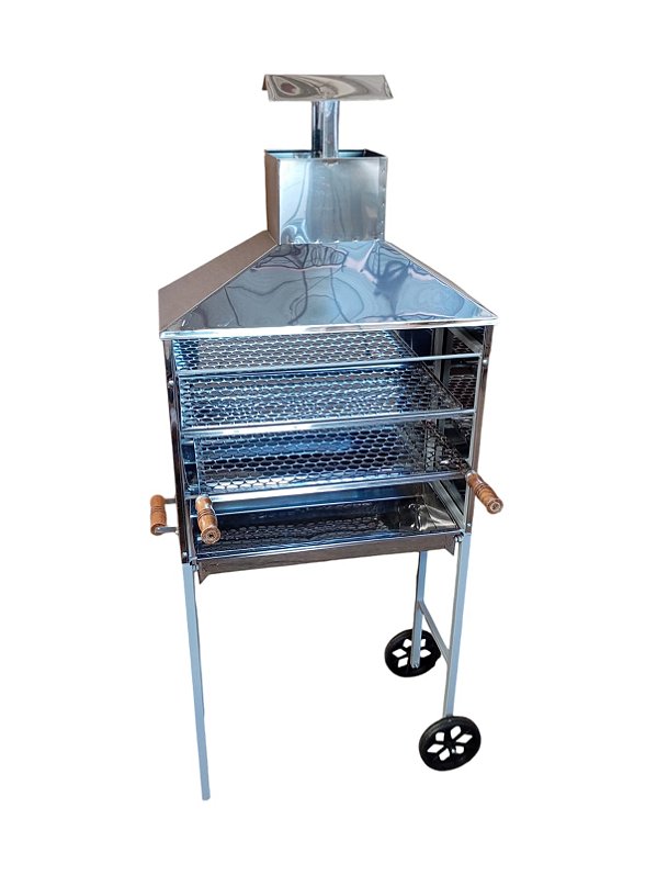 Churrasqueira De Carrinho Para Espetinhos Inox Modelo C-800i