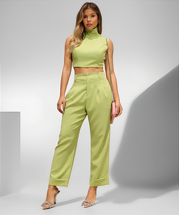 CONJUNTO BLUSA E CALÇA BARRA ITALIANA ALFAIATARIA