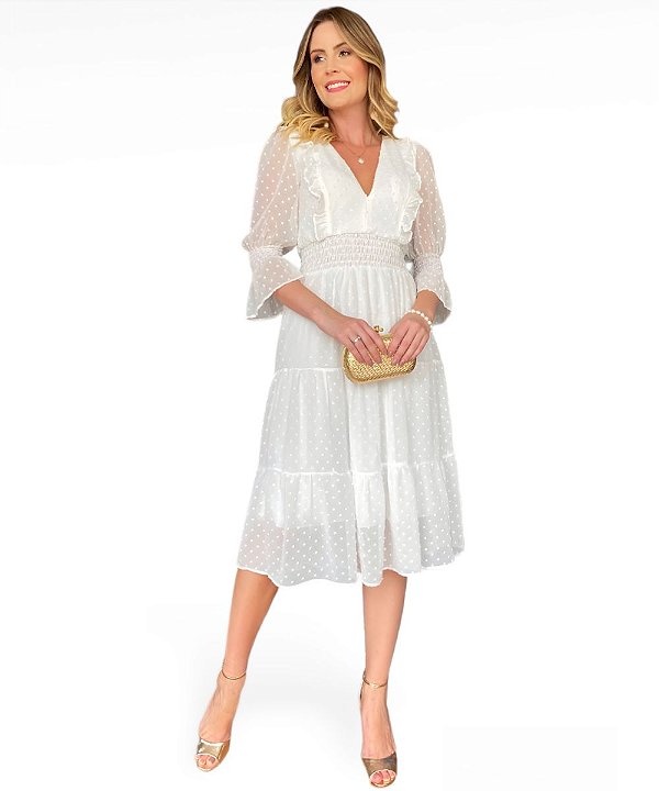 VESTIDO MIDI CHIFFON TEXTURIZADO POÁ