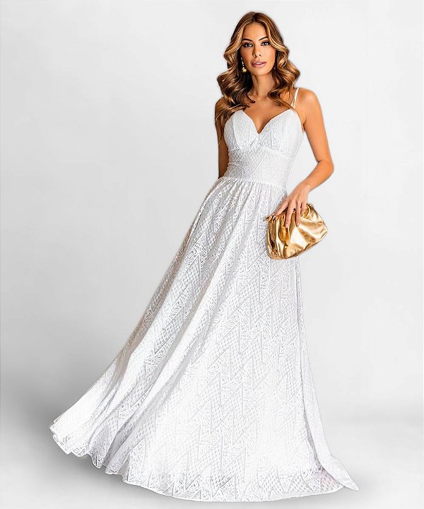 VESTIDO LONGO RENDAS OFF