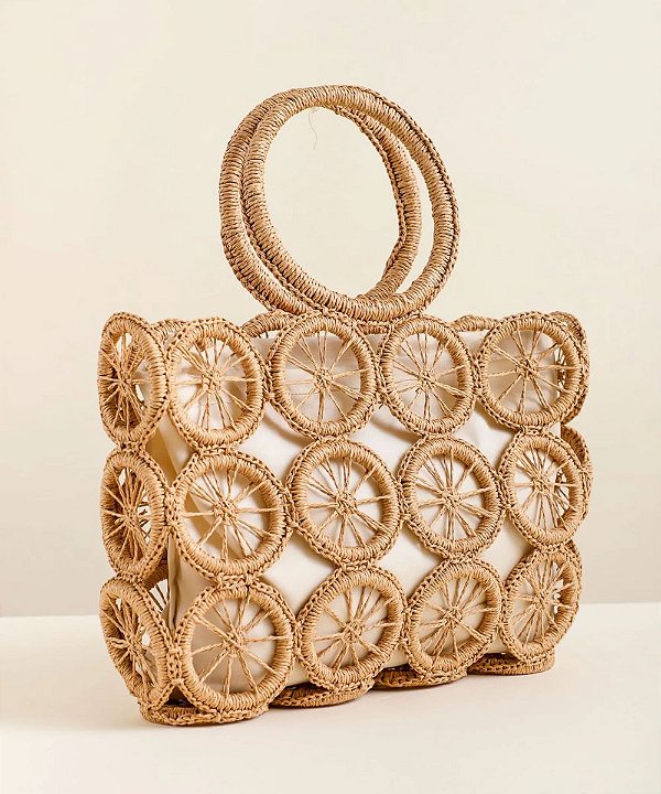 BOLSA PALHA TRAMA CROCHÊ NATURAL