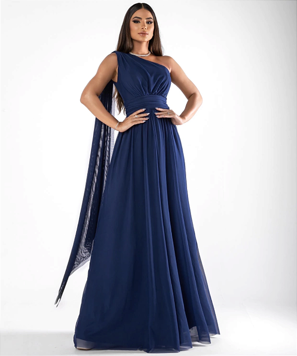 VESTIDO LONGO CAPA UM OMBRO SÓ